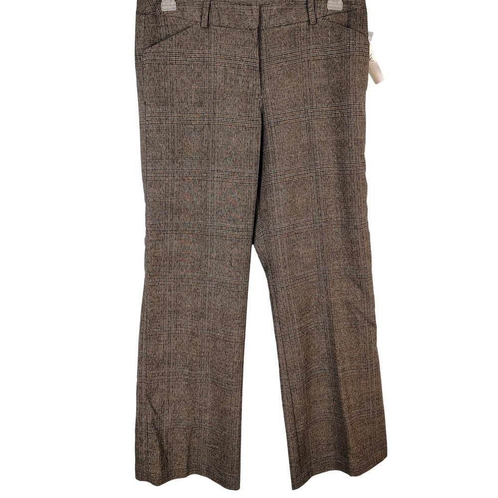 Worthington Petite Modern Fit Trouser Leg Pants Brown Glen Plaid 12P NWT‎